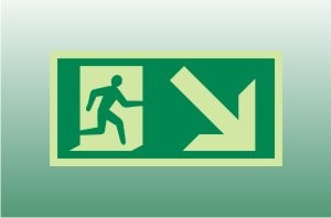 Photoluminescent Exit Sign Down Right - Fire Safety Signs